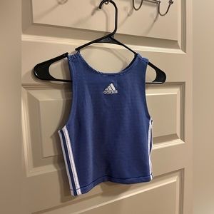 adidas Blue Ribbed Crop Top